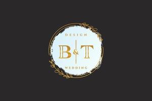 monograma de belleza bt inicial y diseño de logotipo elegante logotipo de escritura a mano de firma inicial, boda, moda, floral y botánica con plantilla creativa. vector