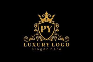 Initial PY Letter Royal Luxury Logo template in vector art for Restaurant, Royalty, Boutique, Cafe, Hotel, Heraldic, Jewelry, Fashion and other vector illustration.