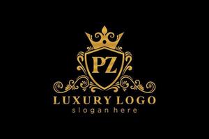 Initial PZ Letter Royal Luxury Logo template in vector art for Restaurant, Royalty, Boutique, Cafe, Hotel, Heraldic, Jewelry, Fashion and other vector illustration.