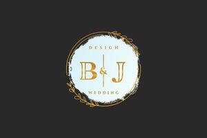 Initial BJ beauty monogram and elegant logo design handwriting logo of initial signature, wedding, fashion, floral and botanical with creative template. vector