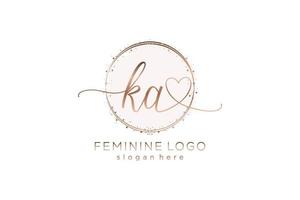 Initial KA handwriting logo with circle template vector logo of initial wedding, fashion, floral and botanical with creative template.