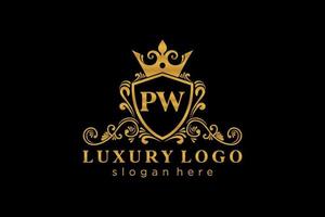 Initial PW Letter Royal Luxury Logo template in vector art for Restaurant, Royalty, Boutique, Cafe, Hotel, Heraldic, Jewelry, Fashion and other vector illustration.