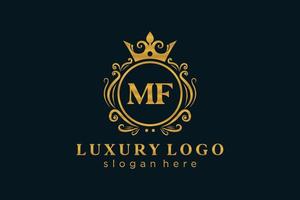 Initial MF Letter Royal Luxury Logo template in vector art for Restaurant, Royalty, Boutique, Cafe, Hotel, Heraldic, Jewelry, Fashion and other vector illustration.