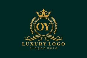 Initial OY Letter Royal Luxury Logo template in vector art for Restaurant, Royalty, Boutique, Cafe, Hotel, Heraldic, Jewelry, Fashion and other vector illustration.