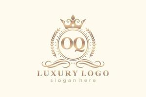 Initial OQ Letter Royal Luxury Logo template in vector art for Restaurant, Royalty, Boutique, Cafe, Hotel, Heraldic, Jewelry, Fashion and other vector illustration.