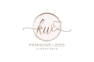 Initial KW handwriting logo with circle template vector logo of initial wedding, fashion, floral and botanical with creative template.