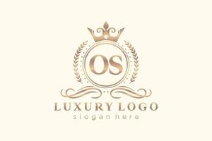 Initial OS Letter Royal Luxury Logo template in vector art for Restaurant, Royalty, Boutique, Cafe, Hotel, Heraldic, Jewelry, Fashion and other vector illustration.