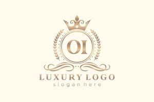 plantilla de logotipo de lujo real de letra oi inicial en arte vectorial para restaurante, realeza, boutique, cafetería, hotel, heráldica, joyería, moda y otras ilustraciones vectoriales. vector