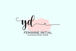 Initial YD beauty monogram and elegant logo design handwriting logo of initial signature, wedding, fashion, floral and botanical with creative template. vector