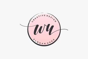 Initial WU handwriting logo with circle template vector signature, wedding, fashion, floral and botanical with creative template.