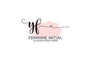 Initial YF beauty monogram and elegant logo design handwriting logo of initial signature, wedding, fashion, floral and botanical with creative template. vector