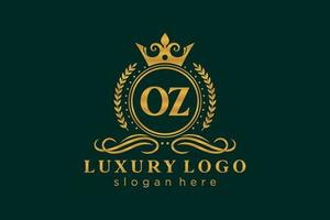 Initial OZ Letter Royal Luxury Logo template in vector art for Restaurant, Royalty, Boutique, Cafe, Hotel, Heraldic, Jewelry, Fashion and other vector illustration.