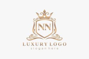 Initial NN Letter Royal Luxury Logo template in vector art for Restaurant, Royalty, Boutique, Cafe, Hotel, Heraldic, Jewelry, Fashion and other vector illustration.