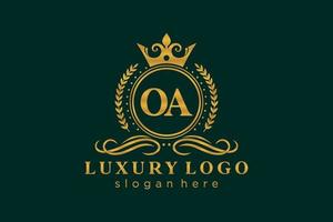 plantilla de logotipo de lujo real de letra oa inicial en arte vectorial para restaurante, realeza, boutique, cafetería, hotel, heráldica, joyería, moda y otras ilustraciones vectoriales. vector