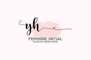 Initial YH beauty monogram and elegant logo design handwriting logo of initial signature, wedding, fashion, floral and botanical with creative template. vector