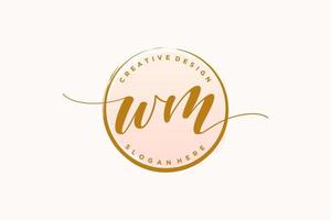Initial WM handwriting logo with circle template vector signature, wedding, fashion, floral and botanical with creative template.