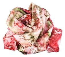 crumpled silk scarf with abstract red ornament photo