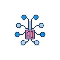 AI Digital Brain colored icon - vector concept sign