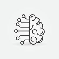 Artificial Intelligence Brain outline minimal vector concept icon