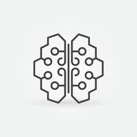 AI Brain vector concept simple icon in thin line style