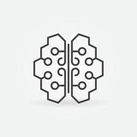 AI Brain vector concept simple icon in thin line style