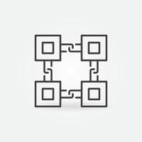 Blocks connected with Chain line icon. Blockchain symbol vector