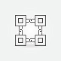 Blocks connected with Chain line icon. Blockchain symbol vector