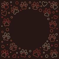 Creative Frame made of Paw Print and Heart signs. Vector illustration