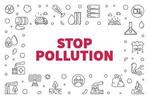 Stop Pollution concept outline horizontal Frame. Vector illustration