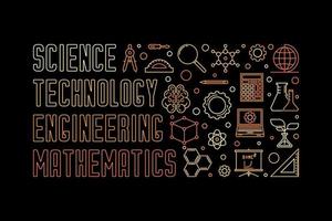 banner de color horizontal de vector de tallo de ciencia y matemática