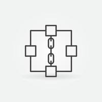 4 Blocks with Chain outline vector Blockchain concept icon