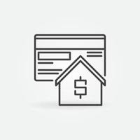 Credit card with House or Real Estate outline vector icon