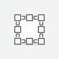 Block and Chain outline vector Blockchain concept icon