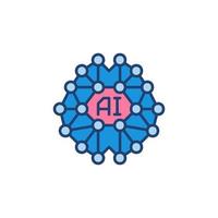 Digital Brain colored vector icon - AI modern symbol