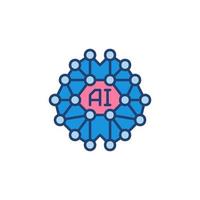 Digital Brain colored vector icon - AI modern symbol