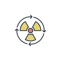 icono de color de concepto radiactivo de vector de reciclaje de radiación nuclear