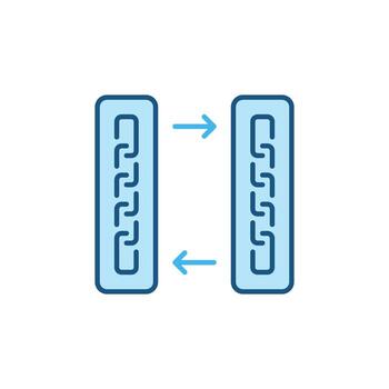 Chain in Blocks with Arrows vector Blockchain colored icon