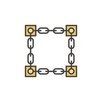 Connected Chains with Blocks vector Blockchain colored icon