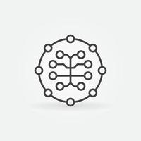 Machine Learning or AI Digital Brain vector round line icon