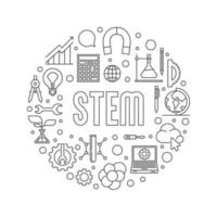 STEM concept round banner - Science vector illustration