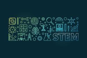STEM creative vector horizontal colorful outline banner