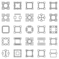 Blockchain outline icons set - vector block chain symbols