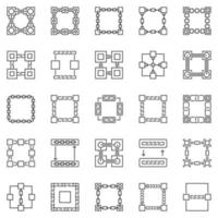 Blockchain outline icons set - vector block chain symbols