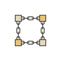 Chain with Blocks colored icon - vector Blockchain symbol