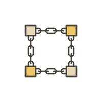 Chain with Blocks colored icon - vector Blockchain symbol