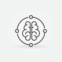 AI Brain Neural Network vector concept round line icon