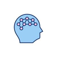cabeza humana con conexiones neuronales en el icono de color del cerebro vector