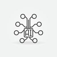 AI Digital Brain line icon - vector concept outline symbol