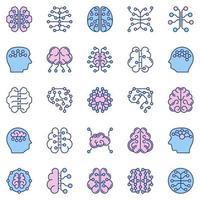 Neurons Connections in Brain vector Synapse colored icons
