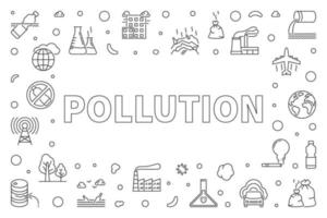 Pollution concept outline horizontal minimal Banner - Vector illustration